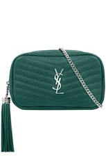 Saint Laurent LOU MINI QUILTED CAMERA BAG | GREEN FIELD/SILVER